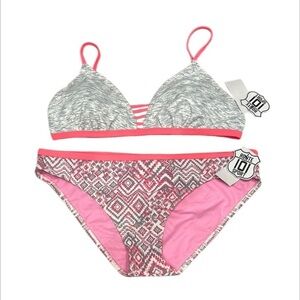 Route 101 Sport gray pink bikini swim suit set size XL